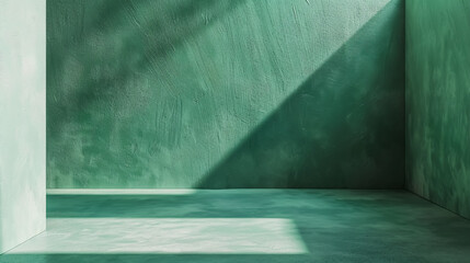 Dark solid green tone color gradation, pale light emerald green paint on environmentally friendly cardboard box blank paper texture background, minimal style.