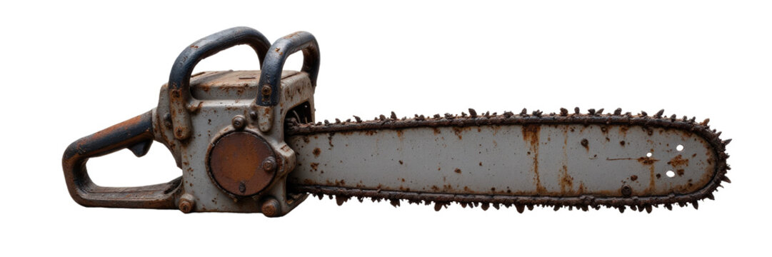 Rusty Chainsaw on Transparent Background