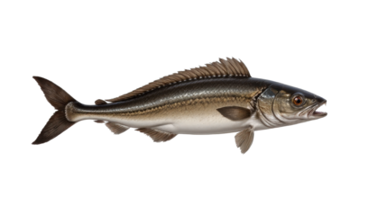 Silver cod fish on transparent background