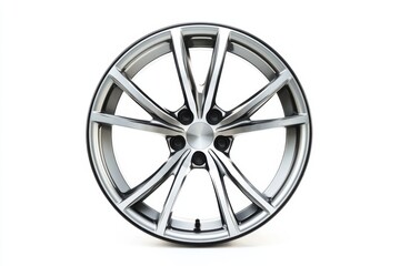 Fototapeta premium High quality car wheel rim isolated on a white background, perfect for automotive design projects