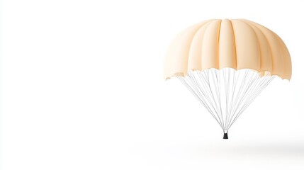 Soft Beige Parachute Floating Gracefully Against White Background
