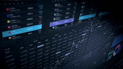 Dynamic data visuals for business info graphics, animated charts, and data-driven insights for a business meeting mock-up. Explore the world of trading, stock exchanges, and crypto