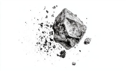 Crumbling Rock Against White Background
