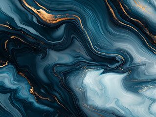 Obraz premium Fluid abstract art digital creation turquoise and gold color palette modern environment aesthetic viewpoint