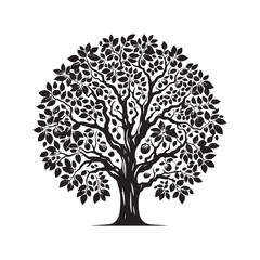 Black Walnut Tree Vector - Silhouette of Black Walnut tree - Tree art - Tree Design - Black Walnut Tree Illustration.