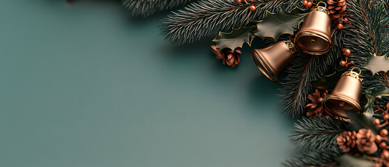 Christmas bells and greenery decor festive home setup holiday season cozy atmosphere close-up seasonal vibes