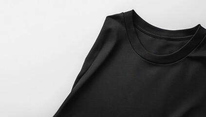 Black T-shirt mockup on a white background,