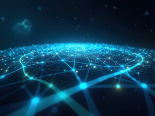 Obraz premium Visualización de redes globales, rastros de luz abstractos que forman rutas de datos, comunicación de alta tecnología en la perspectiva del espacio profundo 