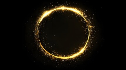 Golden Sparkling Circle Glowing Light Abstract Background