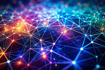 Vibrant Glowing Digital Network: Abstract Tech Background with Copy Space