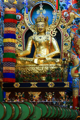 Image of temples and goddess statues in India.