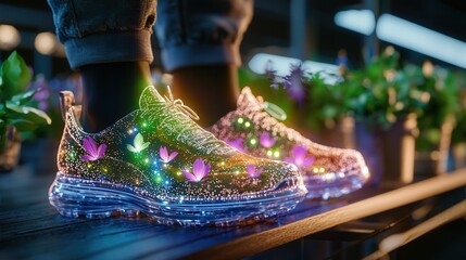 Obraz premium Innovative and Futuristic E commerce Hub Featuring Interactive Virtual Hologram Displays Vibrant Glowing Platforms and Dynamic Digital Showcase for Modern Online Shopping and Retail Experiences