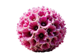 Vibrant Pink Floral Sphere with Transparent Background