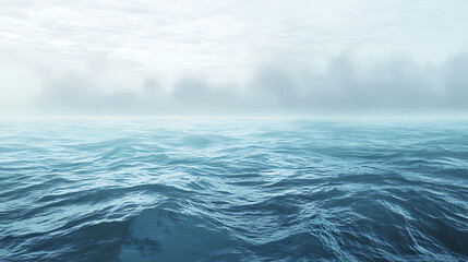 Fototapeta premium Serene Ocean Waves Underneath a Foggy Horizon in a Calm Atmosphere