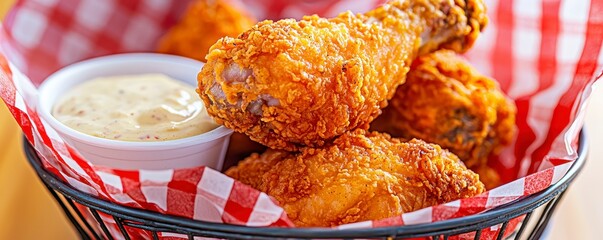 Crispy Fried Chicken Drumsticks with Creamy Dipping Sauce