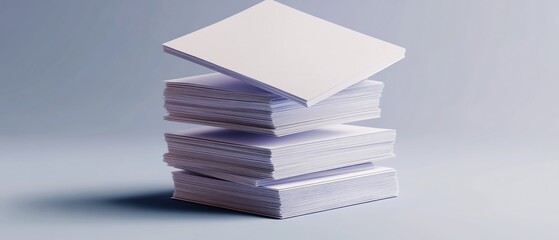 Stacked White Paper Sheets on Light Gray Background