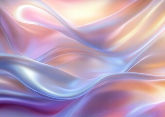Obraz premium Ethereal abstract image featuring flowing iridescent silk waves, ideal for premium branding, fashion, luxury events, or elegant presentations with a dreamy atmosphere.