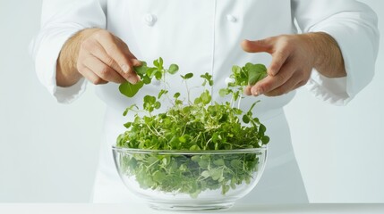 Generic Chef Preparing Perspective Herbs Fresh Salad