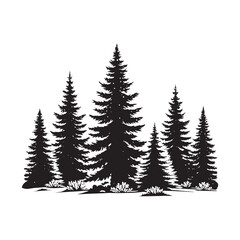 Fototapeta premium Blue Spruce Tree Vector - Blue Spruce Tree Silhouette - Minimalist Tree Illustration.