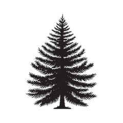 Blue Spruce Tree Vector - Blue Spruce Tree Silhouette - Minimalist Tree Illustration.