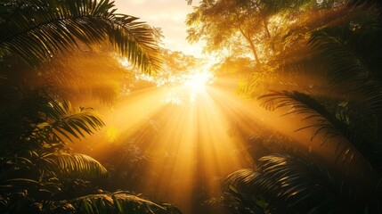 Generic Radiant Jungle Moment Canopy Glowing Sunrise