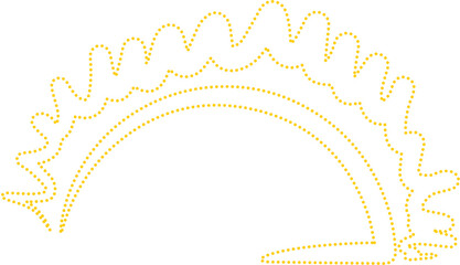 Sun cute doodle. Hand drawn dot style, weather, burst, rays