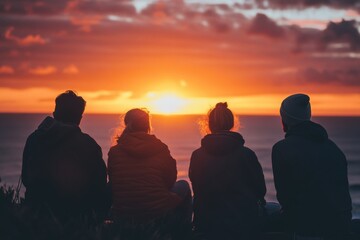 Fototapeta premium Friends Watching a Beautiful Sunset Together