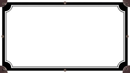 Black and white vintage empty sign with rounded corners and metal rivets