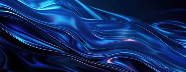 Obraz premium Abstract backgrounds blue flow swirl smooth black gradient ripple water lines shapes style futuristic close up.