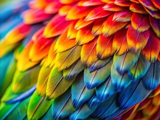 Obraz premium Vibrant Parrot Feathers Macro Tilt-Shift Photography Stock Photo