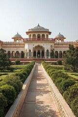 Fototapeta premium Majestic palace showcasing intricate architecture, grand halls, and sprawling gardens, a testament to timeless elegance.