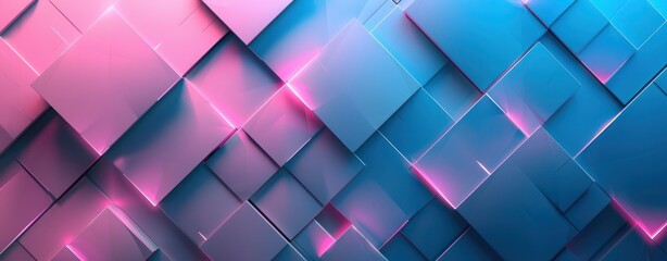 Obraz premium Abstract square shape pink and blue wallpaper glowing light dark tone.