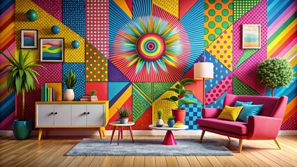 Vibrant Pop Art Wallpaper: Bold Colors & Geometric Shapes
