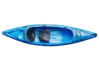 top-down view of a blue kayak. showcasing its sleek design and interior seating the kayak is designed for leisure activities on water. suitable for recreational paddling or adventure  kayak's structur