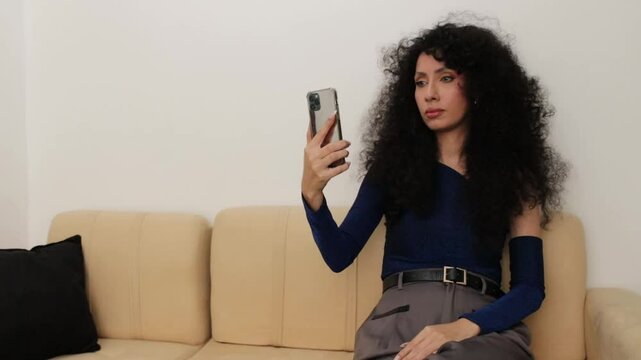 video of a Latina woman making a video call
