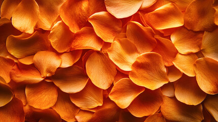 Vibrant orange flower petals close-up with soft textures and warm lighting