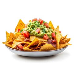 Delicious Guacamole and Tortilla Chips Appetizer in Bowl Ready to Serve