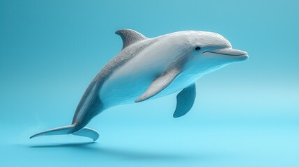 Dolphin Leaping, Studio, Blue Background