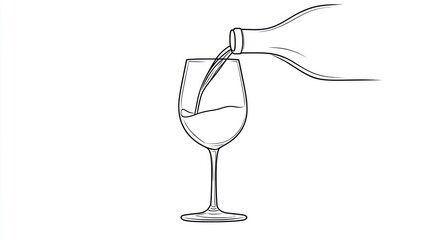 Pouring wine into a glass, simple illustration