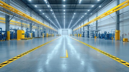 Fototapeta premium Wide angle view of a spacious and technologically advanced industrial facility