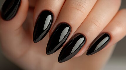 Crop woman with red nail polish. High angle of crop faceless female showing hands with red manicure against black background in studio.