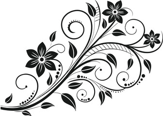 Elegant black and white floral design for decorative use.
