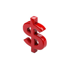 Obraz premium 3D Red Glossy Dollar Sign Symbol