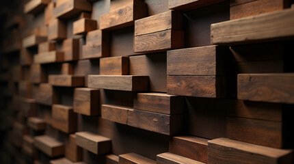 Dimensional Wooden Block Wall Modern Textured 3D Wood Wall Panels
