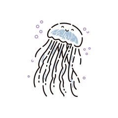 Fototapeta premium Stylized jellyfish ink design, elegant and highly detailed Purple bubbles