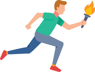 Man running with a torch, symbolizing progress and triumph.