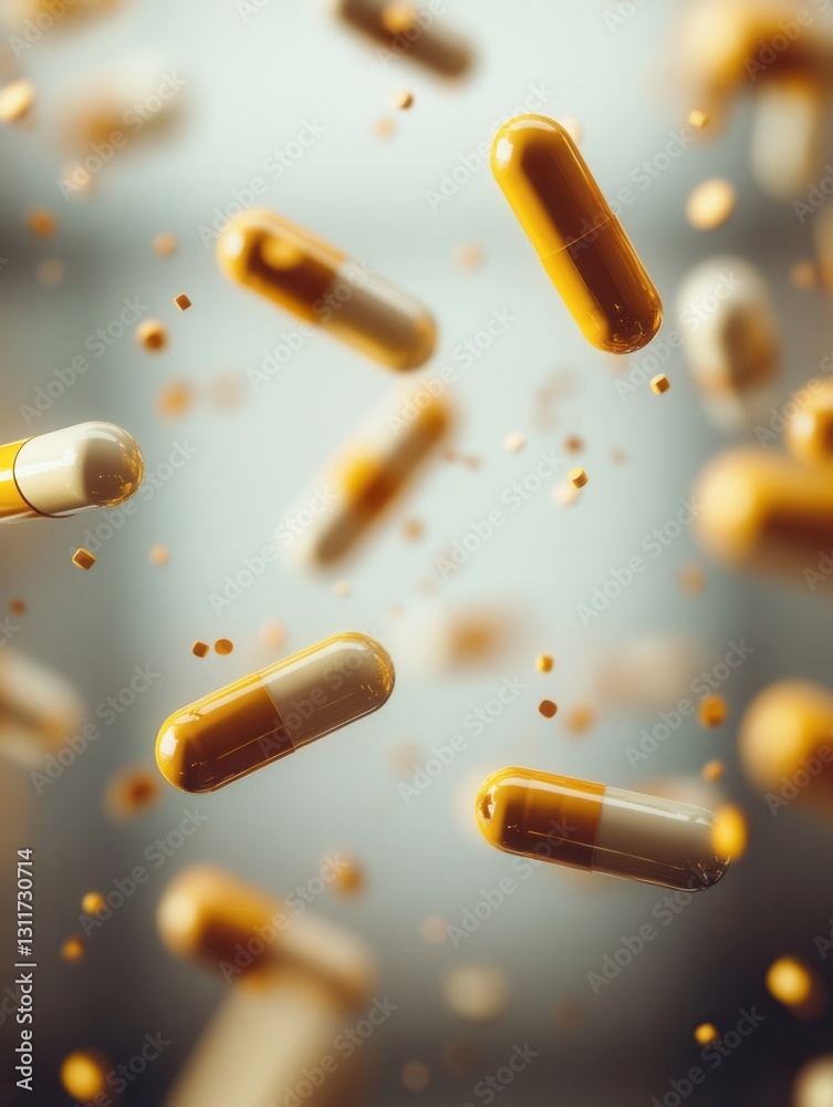Leinwandbilder floating capsules in zero gravity create an abstract medical composition with soft shadows and cinem