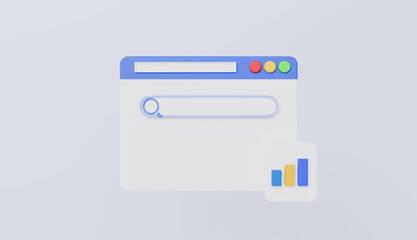 Browser with a blank search bar screen, web browser mock up, search bar template