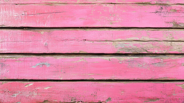 Rustic weathered pink wooden planks with peeling paint texture background