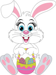 Cartoon easter bunny with a basket